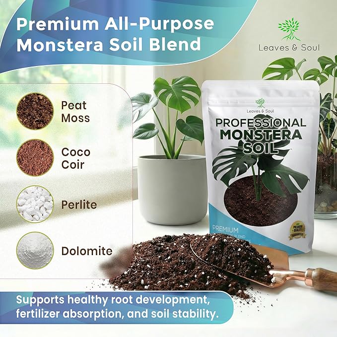 Monstera Plant Soil Premium All Purpose Blend | Extra Large 8.2 Quarts | Ready to Use for Indoor Container and Houseplants | Peat, Coco Coir, Perlite, Dolomite | Made in USA