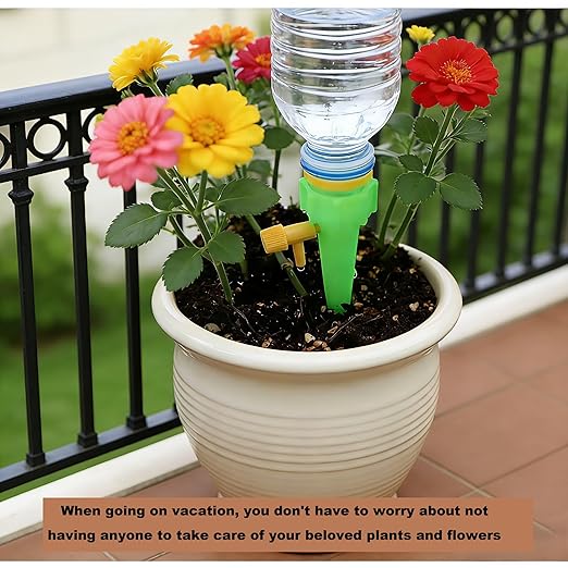 Self Watering Spikes for Plant, 10 Pack Plant Watering Devices with Adjustable Valve, Self Watering Planter Insert for Indoor Outdoor Potted Plants, Alternative to Plant Watering Globes