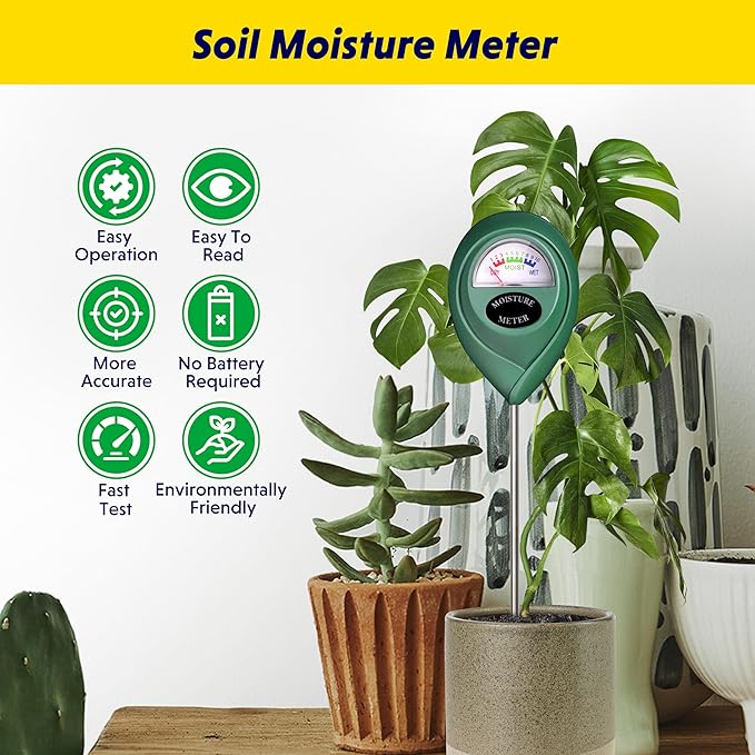 iPower 2-Pack Soil Moisture Meter for Plant Water Test Hygrometer Monitor for Garden, Lawn, Farm, Indoor and Outdoor Use, Tester, Green