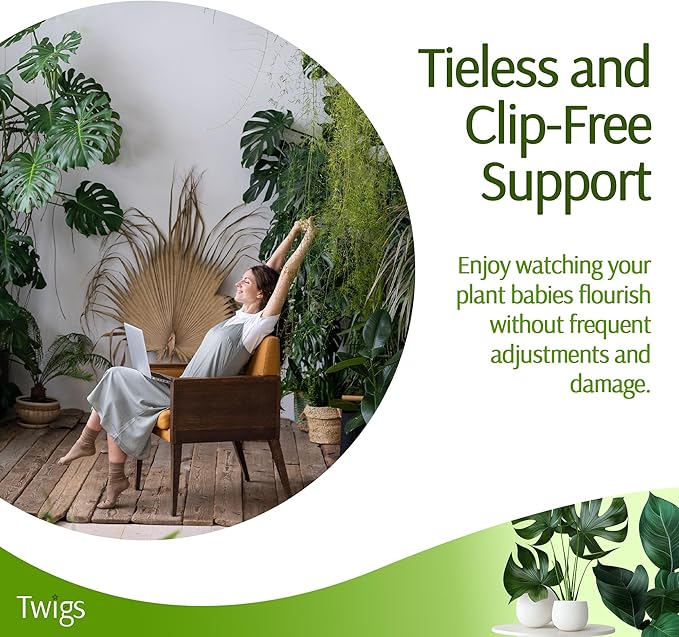 Twigs GA - Stackable Monstera Plant Support Stakes, Climbing Support for Indoor & Outdoor Use, Plant Accessories, Aesthetic Alternative to Moss Poles & Trellises – Monstera Green, 5 Pack, 17" L