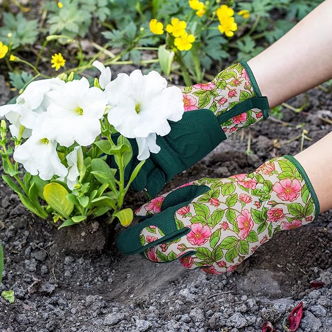 Pleneal Gardening Gloves for Women - Leather Garden Gloves Thorn Proof, Outdoor Protective Working Gloves