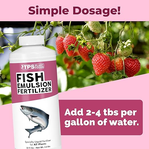 Fish Emulsion Fertilizer – Liquid Salmon Supplement for Fast Nutrient Uptake, Lush Green Growth & Stronger Roots, 32 oz