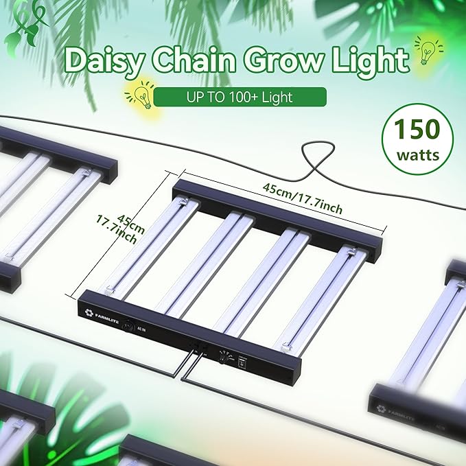 Grow Light FARMLITE Grow Lights for Indoor Plants Full Spectrum LED Growing Light Plant Hanging Growing Bar Lamps Seedling Daisy Chain Dimmable Board 2x2ft Coverage (150, Watts)