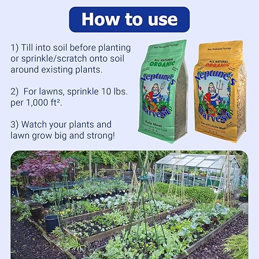 Neptune's Harvest Organic Plant Food | Fertilizer for Lawn & Garden | Crab & Lobster Shell 5-3-0 (4 lb) + Kelp Meal 1-0-2 (4 lb)