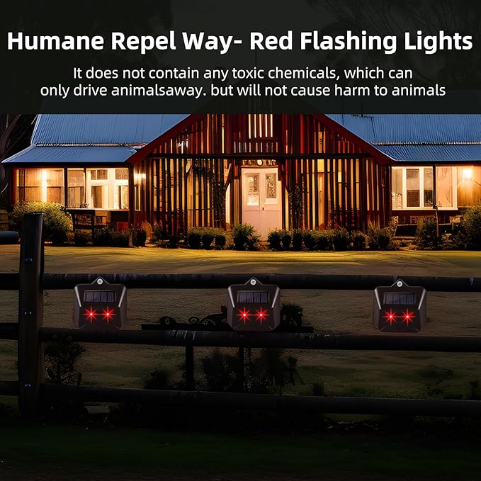 4 Pack Predator Eyes Coyote Deterrent&Solar Nocturnal Animal Repellent Outdoor Skunk Repellent for Yard with Red LED Lights for Deer Fox Raccoon Animal Repeller Device for Chicken Coop Farm Garden