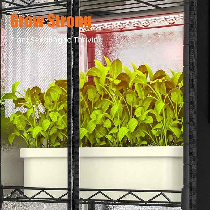 Indoor Greenhouse with Grow Light, 5 Tier 15.7" L×11.8" W×62.3" H growtent with Lights, with 48W Full Spectrum Growing Lamps，Metal Indoor Plant Enclosure for Seed Starting