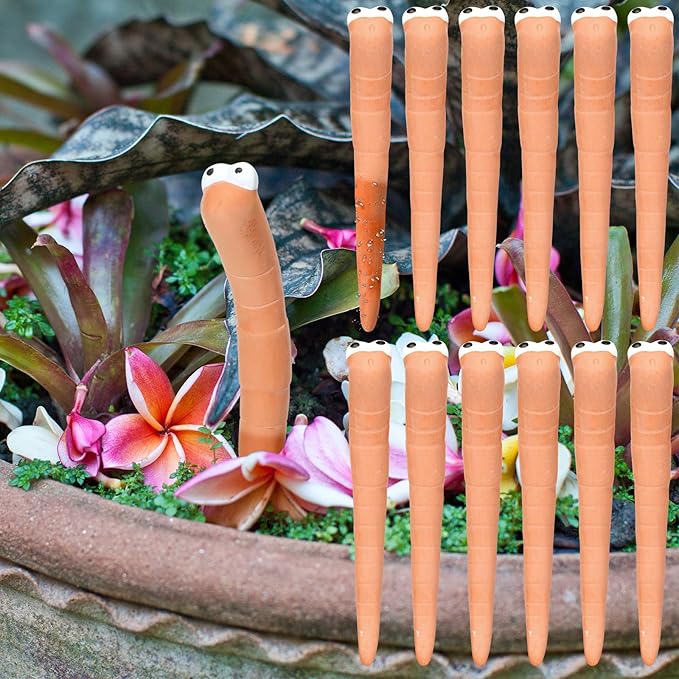 Relaxweex 12 Pcs Water Sensor Ceramic Worm The Potting Shed Worm Water Sensor Plant Decoration Moisture Monitor Gardening Houseplant Humidity Meter Fun Gardening Gift for Your Potted Plant (4 Inch)