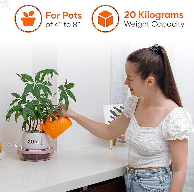 Smart Plants Saucer (Sakura)| Create a Healthy Root Environment | Easy Care for Indoor Plants Base Plant Care | 7.9inch | Water Capacity: 350m L |