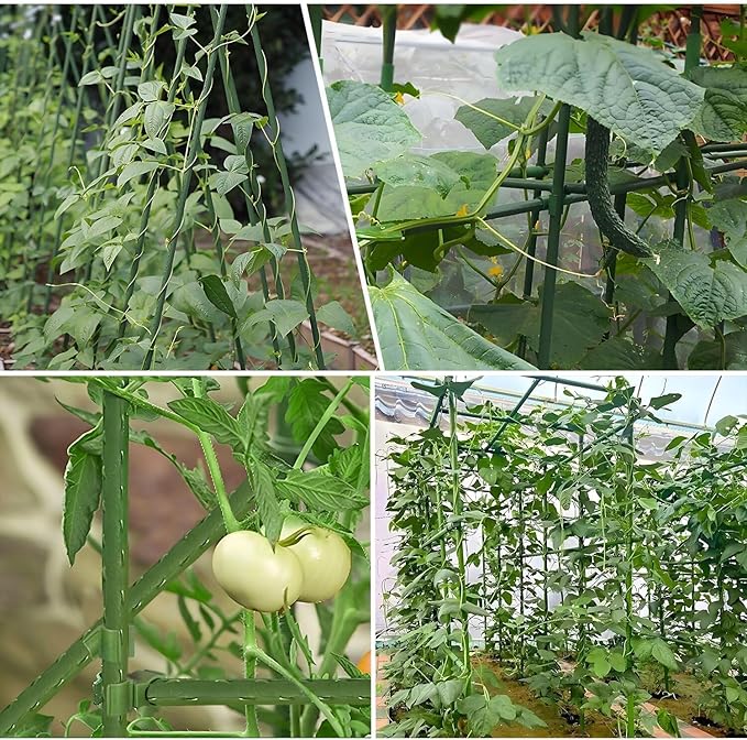 Sturdy Garden Stakes 18 Inch SupKing DIY 3/4/5/6/7ft Tomato Support Stake Green Plastic Coated Metal Tall Plant Stick Poles Plants Trellis for Indoor Outdoor Climbing Cucumber Chili Eggplant-20 Packs