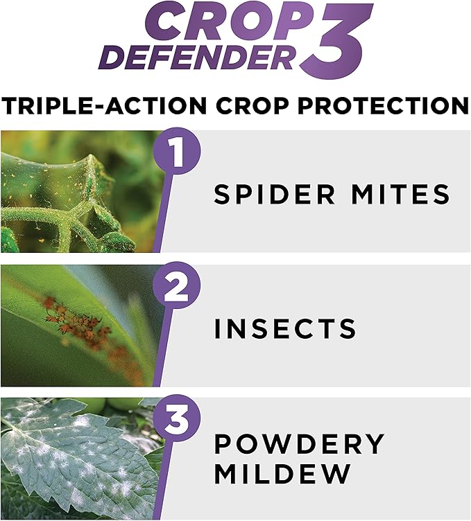 Grower's Ally Crop Defender 3 Concentrate - Natural Miticide, Insecticide, Fungicide Control for Plants - OMRI Listed Garden Safe Spray Killer for Powdery Mildew & Mites - 8 Oz, Makes 25 Gallons