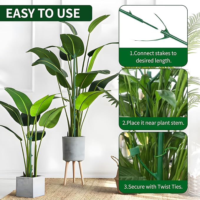 10 Pack Stackable Plant Support Stakes - Climbing Support for Indoor & Outdoor Use - Garden Accessories for Monstera, Pothos, Philodendron - Aesthetic Alternative to Moss Poles & Trellises