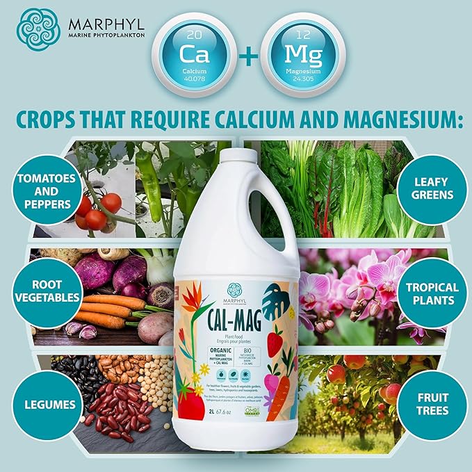 MARPHYL Organic Cal-Mag Liquid Fertilizer – Calcium & Magnesium Supplement to Correct Plant Deficiencies, Supports Strong Growth for Garden Flowers, Vegetables, Succulents & Hydroponics