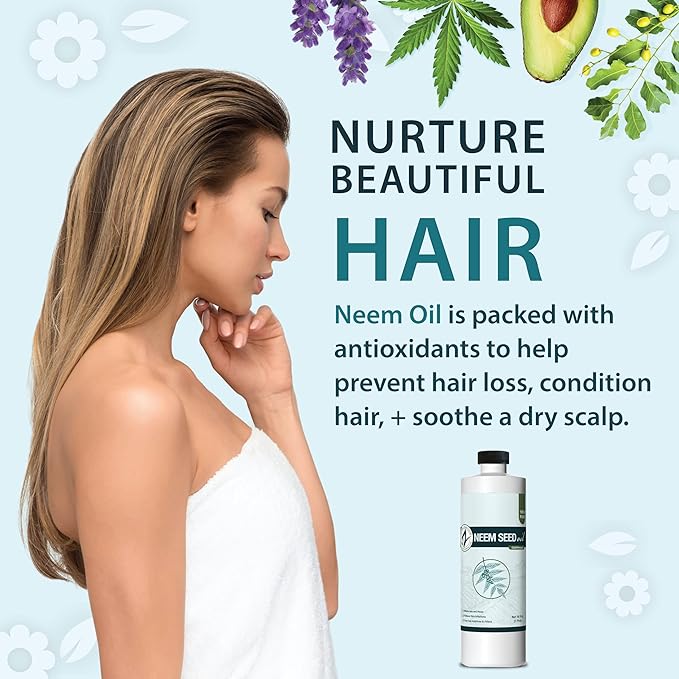 Zatural 100% Pure Neem Seed Oil | Cold Pressed, Undiluted Natural Oil for Skin Conditioning, Hair Moisture & Botanical Blending (16 Fl Oz)