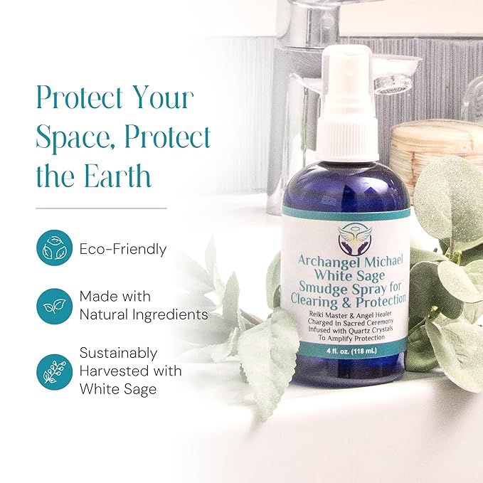 Heal the Masses White Sage Spray: White Sage Smudge Spray for Clearing and Protection - Smokeless Liquid Smudging Spray Infused with Quartz Crystals - Negative Energy Cleansing Mist - 4 Fluid Ounces