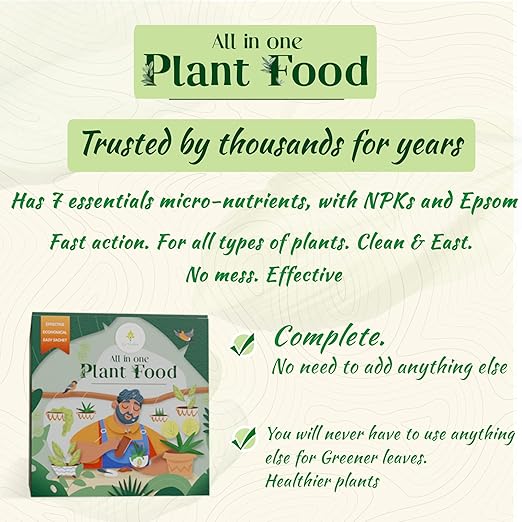 Go Garden All in One Plant Food Fertilizer | Better Plant Growth Guaranteed - Water Soluble Formula for Easy Use of Plants | 10 sachets, 250 gm