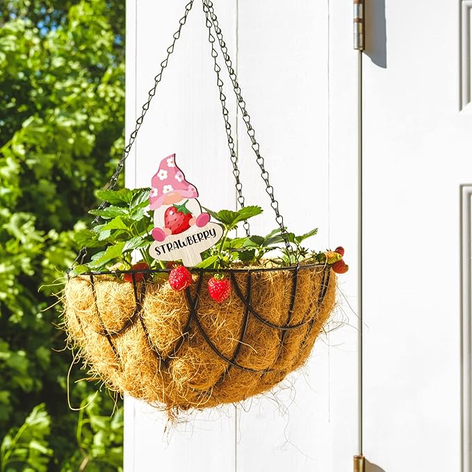 Qunclay 30 Pcs Gnome Plant Markers Funny Wood Garden Labels T Type Plant Labels Markers for Vegetables Flowers Outdoor Stakes Supplies for Gardening Gifts