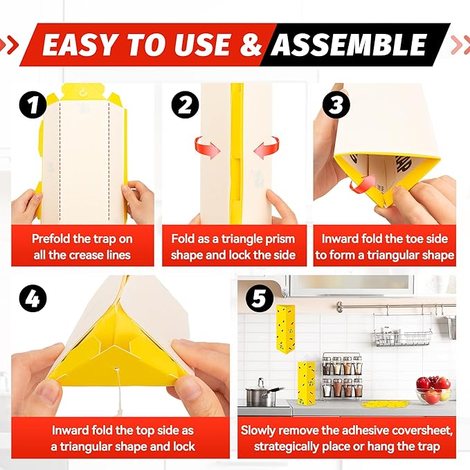 LULUCATCH Sticky Fly Traps, 10 Pack Fly Catcher Fungus Gnat Traps for Flying Insects, Hanging Yellow Sticky Traps for Fruit Fly, Non Toxic Odorless Bug Catcher, Pet Safe Pest Control