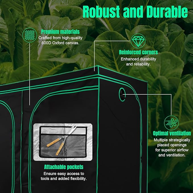 Generic 4x8 Grow Tent 94x47x78inch 600D Oxford Fabric Growing Tent with Observation Window Garden Growing Dark Room Indoor Plant Greenhouse for Fruit Flower Veg