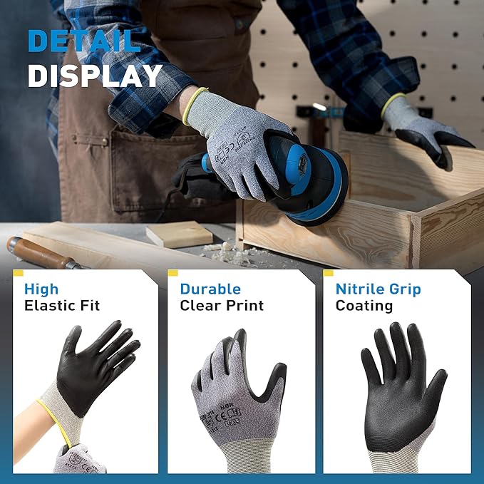 S SATC Safety Work Gloves Foam Nitrile Coated Touchscreen Knit Nylon Gloves for Men & Women, Ideal for Gardening, Warehouse