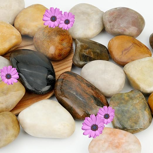 NUPICK 12lb River Rocks for Plants Indoor, 2-3Inch Mixed Pebbles for Vases Fillers, Decorative Gravel for Fish Tank, Natural Polished Stones for Succulent, Bonsai, Landscaping, Bird Baths