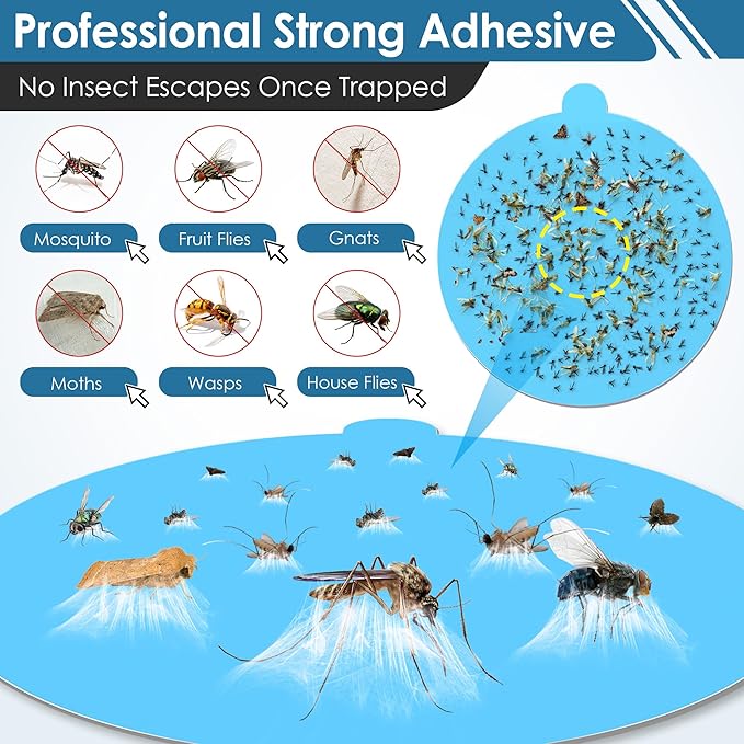 48 Pack Glue Board Refills Compatible with Katchy, FVOAI, Fenun & Dunaga Indoor Fly Traps, 4.33" Replacement Sticky Pads Insect Catcher for Fly, Mosquito & Bug Control