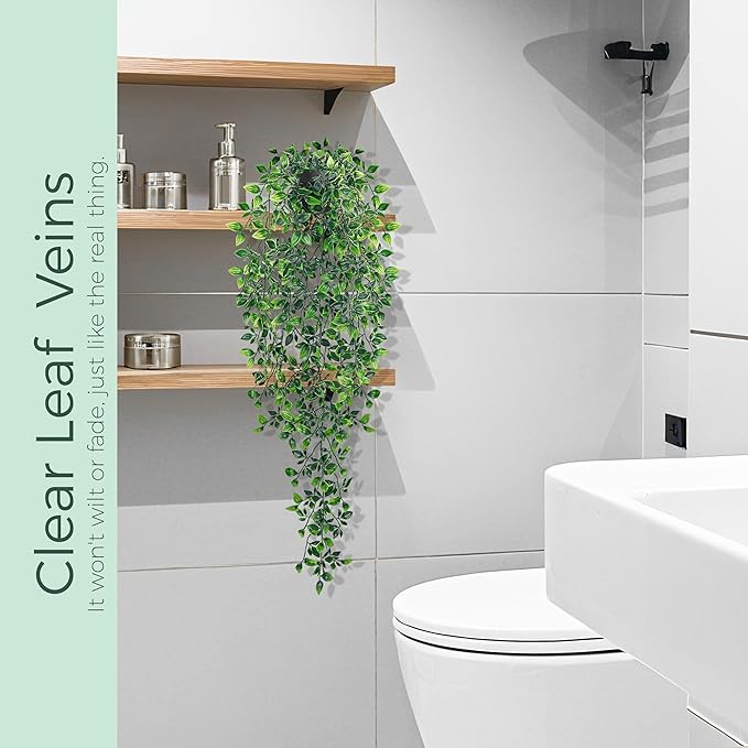 Der Rose 34'' Fake Hanging Plants Artificial Potted Mandala Vine Plants Indoor and Outdoor for Office Home Living Room Bathroom Wall Shelf Decor (1Pack)