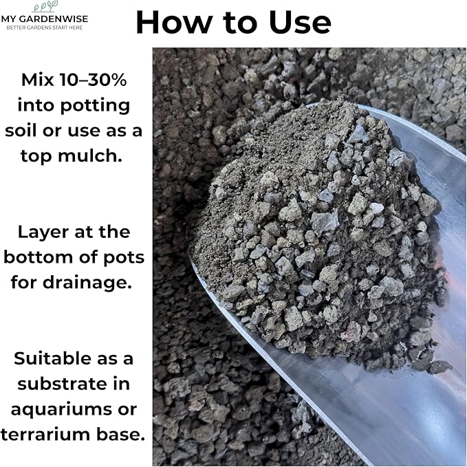 GARDENWISE Lava Rocks for Plants (3/8’’ Minus), Natural Black Lava Rocks, Succulent & Terrarium Horticultural Volcanic Rock, Drainage for Potted Plants, Made in USA (1 qt - 2 lbs)