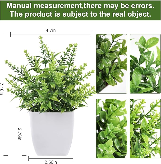 Der Rose 4 Pack Fake Plants Mini Artificial Greenery Potted Plants for Home Decor Indoor Office Table Room Farmhouse