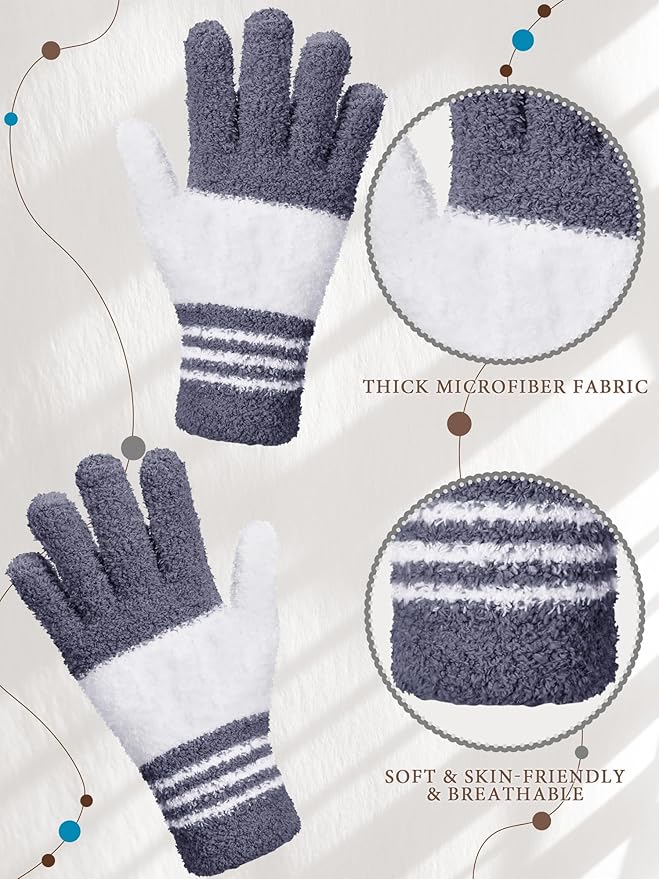 Patelai 3 Pairs Microfiber Plant Dusting Gloves Leaf Cleaning Gloves for Indoor Plants, Blinds, Furniture, House (Dark Blue,Gray,Khaki,White,Medium)