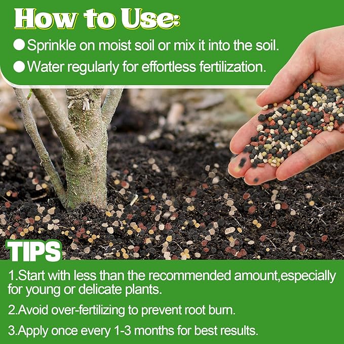 10-10-10 Slow-Release Premium Fertilizer - All-Purpose Plant Food for Indoor Outdoor Gardening Vegetables Flowers Lawn Trees Shrubs, 1 Quart
