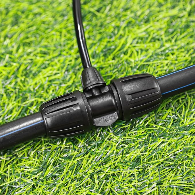 1/2 Inch To 1/4 Drip Irrigation Fittings - 8 Pack Drip Line Irrigation 1/2'' to 1/4'' Barbed Tee Adapter Anti-Drop Lock Nut Barbed Reducer 3 Way Connectors for Drip Irrigation System