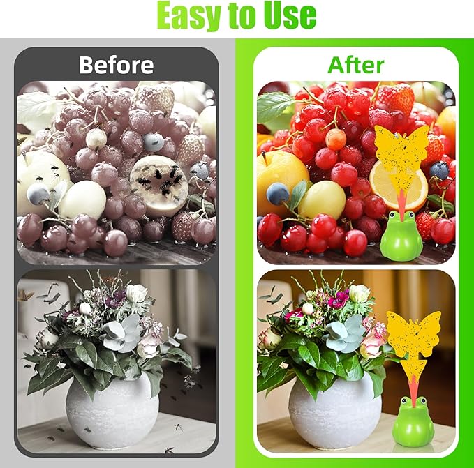 4 Pack Fruit Fly Traps for Indoors Reusable Fungus Gnat Trap for Home Kitchen Plant Drain Fly Killer Catcher for Indoor Pest Control for Bugs Gnats Mosquitoes Flies 20 Sticky Pads & 2 Baits