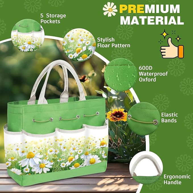 22Pcs Garden Tools Set for Women,Heavy Duty Hand Tool Kit, for Mom Beginner Gardening Essentials with Large Tote Bag/Repotting Mat/Trowel/Rake/Pruner/Gloves/Plant Tags-Green