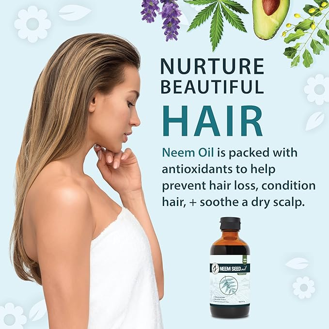 Zatural 100% Pure Neem Seed Oil GLASS Bottle | Cold Pressed, Undiluted Natural Oil for Skin Conditioning, Hair Moisture & Botanical Blending (8 Fl Oz Glass Bottle)