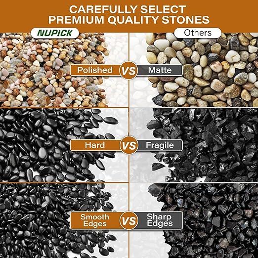 NUPICK 12lb River Rocks for Plants Indoor, 1/5 Inch Mixed Pebbles for Vase Fillers, Decorative Pea Gravel for Fish Tank, Natural Polished Stones for Succulent, Bonsai, Landscaping, Bird Baths