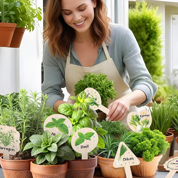 JUYRLE Plant Label Signs- 15PACK Herb Garden Markers, Plant Labels for Outdoor Garden Waterproof, Plant Tags with Names, Indoor Patio Tags for Succulent Flowers Greenery Seedling
