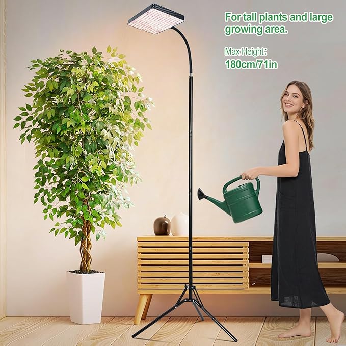 FRGROW 2026 Full Spectrum Grow Light with Stand, 25 Watt Bright Grow Lights for Indoor Tall Plants, Bonsai Tree, Auto On/Off Daily Timer(4/8/12/16/20H), Adjustable Stand 24"-78"