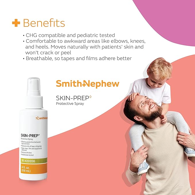 Smith & Nephew SW420200 Skin-PREP Spray, Protective Dressing Spray, Skin Barrier Film, Contains Alcohol, 4 Ounces