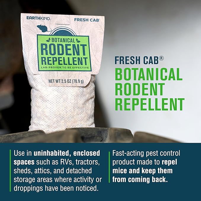 EarthKind Fresh Cab Rodent Repellent - Botanical Pest Control for Indoor Use - Safe for Kids & Pets When Used As Directed - Made with Plant Fibers, Essential Oil & Fragrance - New Packaging - 4-Pack