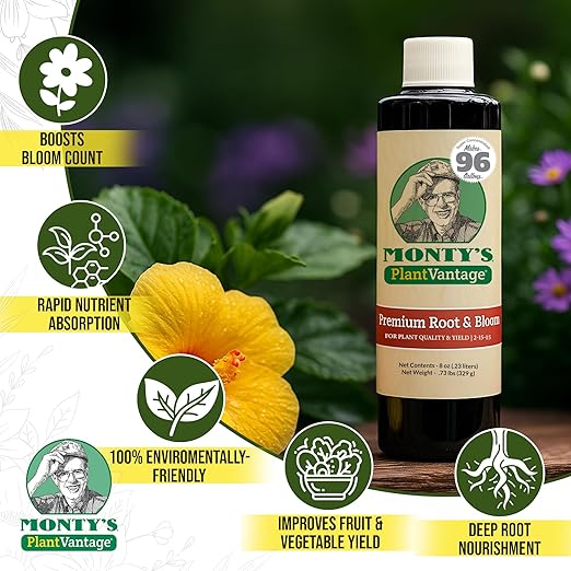 PlantVantage Root & Bloom Liquid Fertilizer – Concentrated Plant Fertilizer for Strong Roots & Bigger Blooms, Liquid Plant Food for Trees, Flowers & Vegetables, Soil or Foliar Application – 8 oz