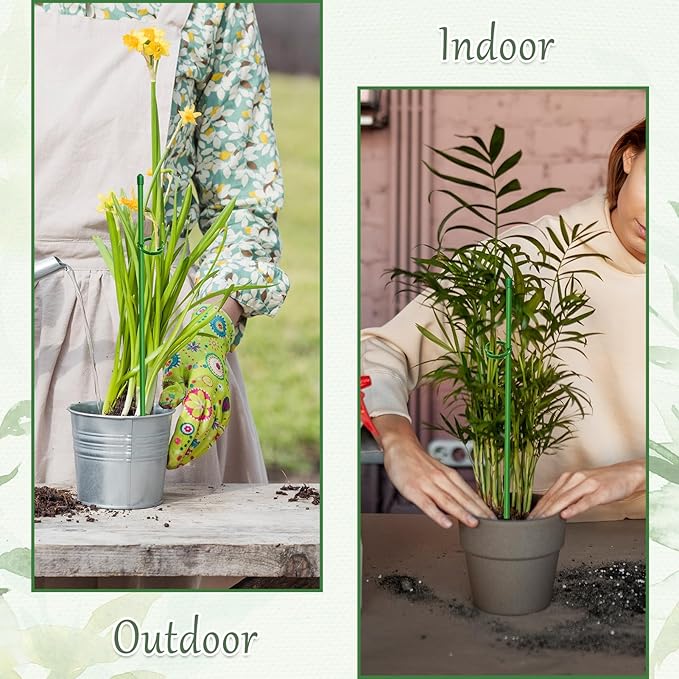 20 Pcs Plant Support Stakes, Garden Stakes for Indoor Plants, Tall Adjustable Plant Sticks with 20 Clips and 10 Connectors for Monstera, Tomato, Vine Potted Plants