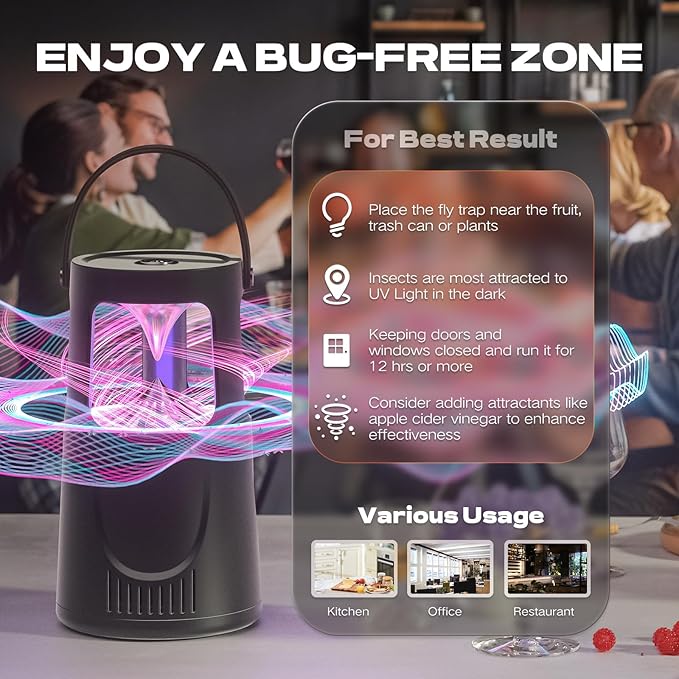 Fly Traps Indoor, Fruit Fly Trap for Home, Flying Insect Trap with Suction, Mosquito Traps Indoor & 10 Pcs Sticky Glue Boards, Gnat Traps for House Indoor