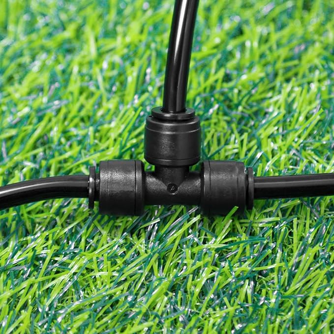 1/4 Inch Drip Irrigation Tee Fittings, 22 Pieces Push-to-fit Tee Connectors for 1/4" Irrigation Tubing Leak Free Drip Line T Parts for Garden Lawn Irrigation System