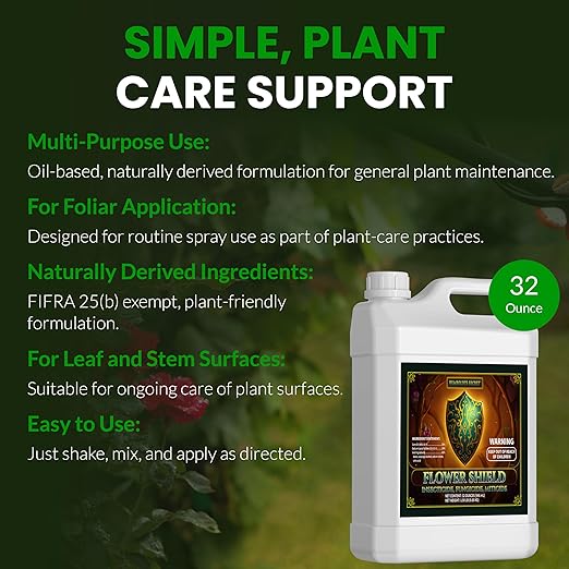 Humboldts Secret Flower Shield | Plant Care Spray for Routine Foliar Application & Maintenance | Naturally Derived, Oil-Based Formula | Indoor & Outdoor Plants | 32 Ounce