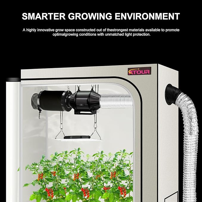 ATOUR LED Grow Light Specil Tent, High Reflective PE Film Grow Tent, 1680D High Strength Canvas Plant Tent with Observation Window & Floor Tray for Hydroponics Indoor Plant (48"x24"x60")
