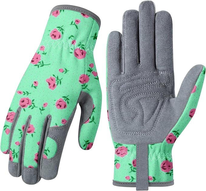 Baidast Gardening Gloves for Women, Breathable Leather Garden Gloves with Grip, Thorn Proof Work Gloves