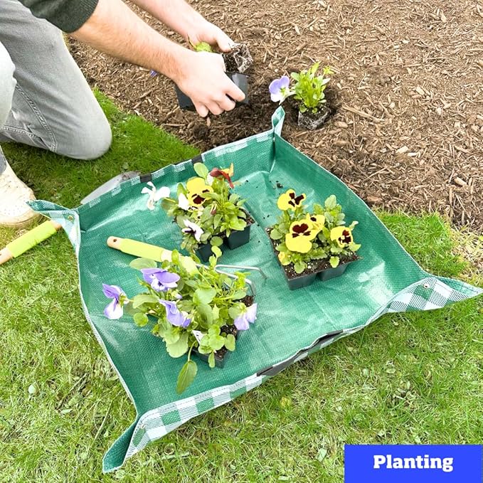 DURASACK 26"x39" Water-Resistant Repotting Mat – Indoor Plant Transplanting, Soil Change & Gardening Mess Control, Green