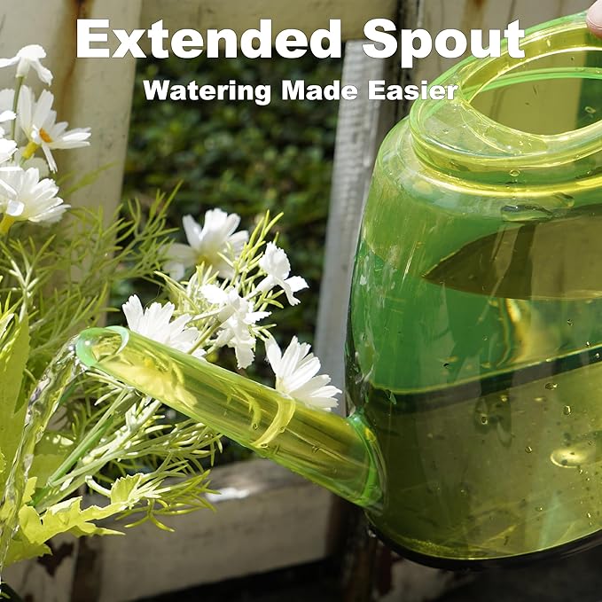 1.5L Plastic Yellow Watering Can with Long Spout & Wide Oval Mouth, Comfort Grip, Indoor Outdoor Plant Watering Pot for Garden Flowers & Houseplants
