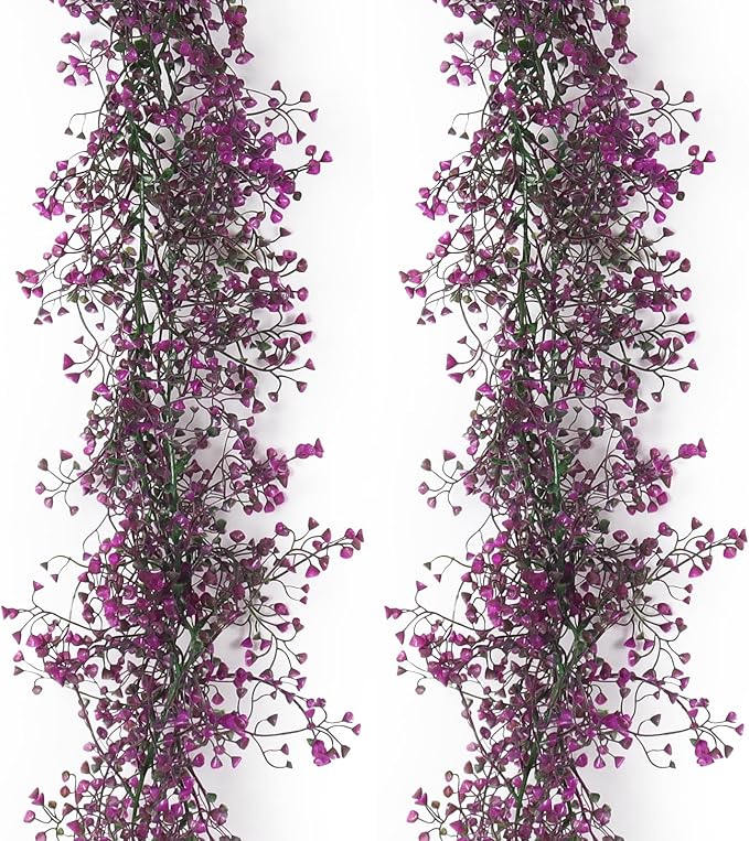 RECUTMS Faux Vines Garland Artificial Hanging Plant Greenery Fake Ferns Leaves Ivy Garland 2Pcs 5.6Ft for Spring Home Indoor Outdoor Wedding Farmhouse Party Garden Valentines Day Decor(Fuchsia)