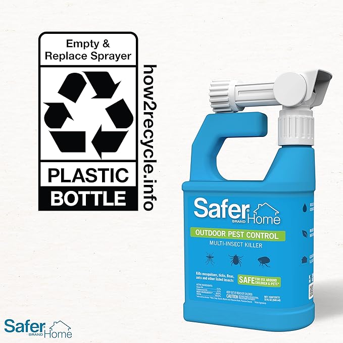 Safer Home Outdoor Mosquito, Tick, Flea & Ant Multi-Insect Killer Hose-End Spray – Made with Natural Oils – SH620, 32 oz Hose-End Spray Bottle